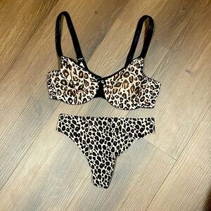 Leopard Cheetah Print Chantelle Bra and Panty Lingerie set